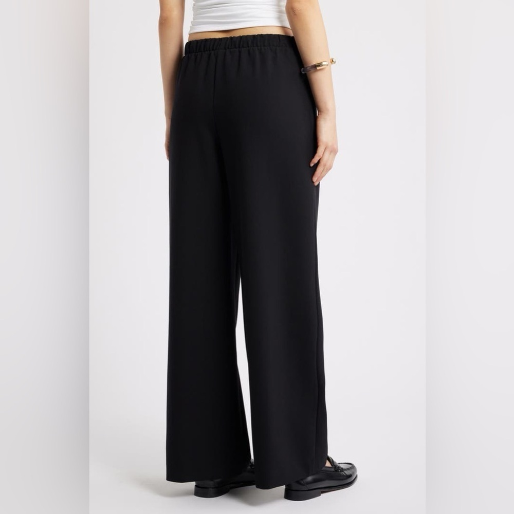 Open Edit Icon Pull On Wide Leg Satin like Pants - Picture 3 of 13